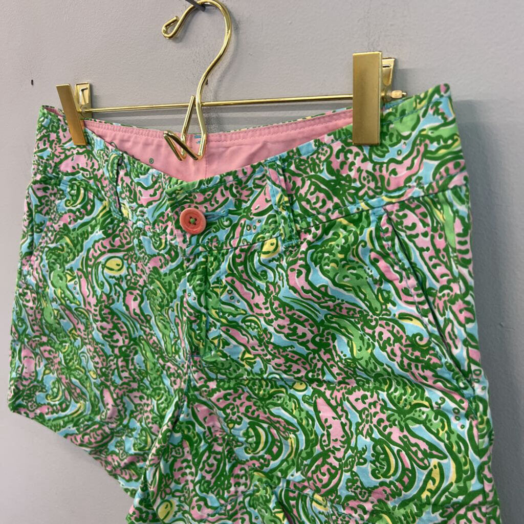 Lilly Pulitzer Green/ Pink Print Shorts 0