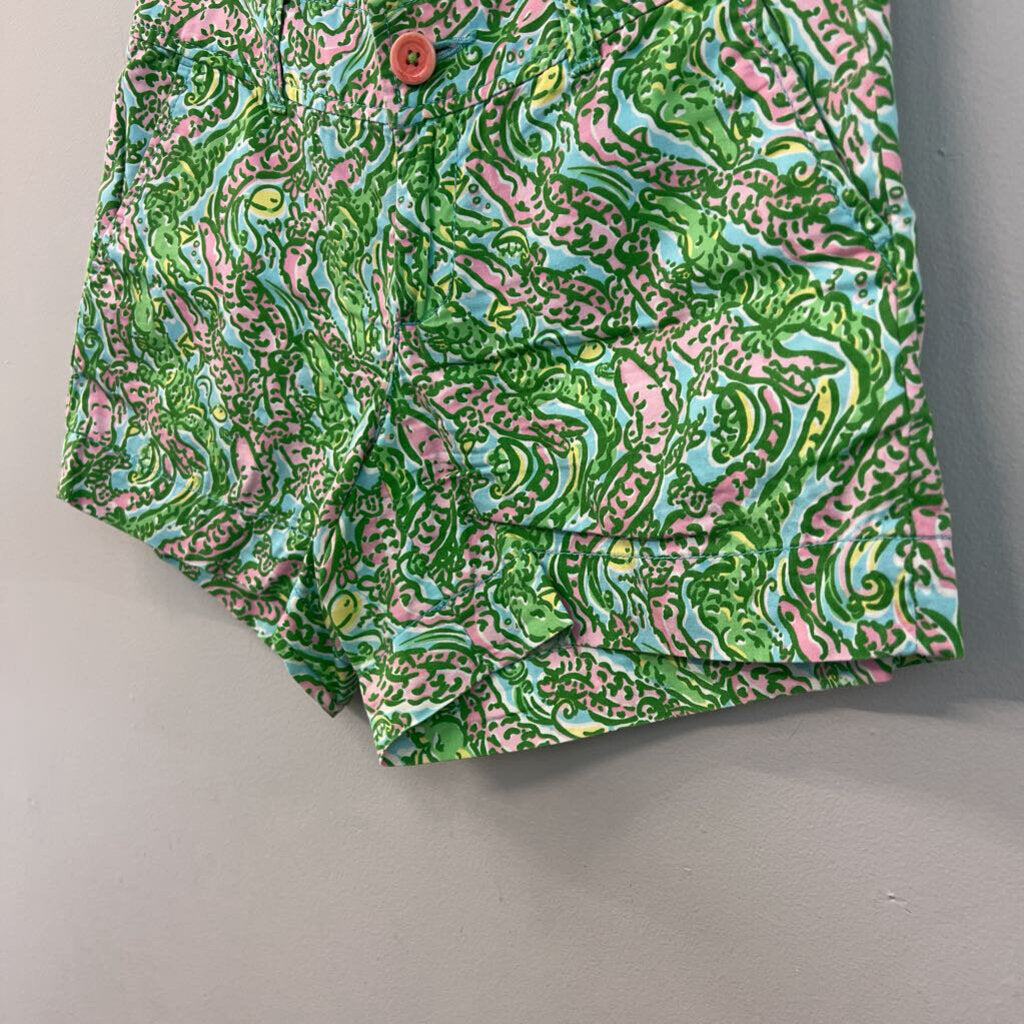 Lilly Pulitzer Green/ Pink Print Shorts 0