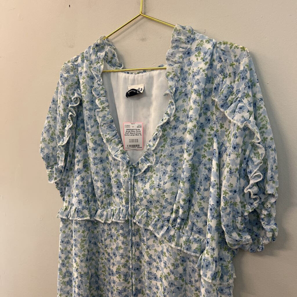 Arula Ditsy Floral Puff Sleeve Dress Extra Large