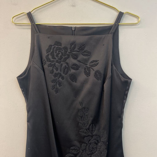 CDC Black Satin Sparkle Flower Dress 8