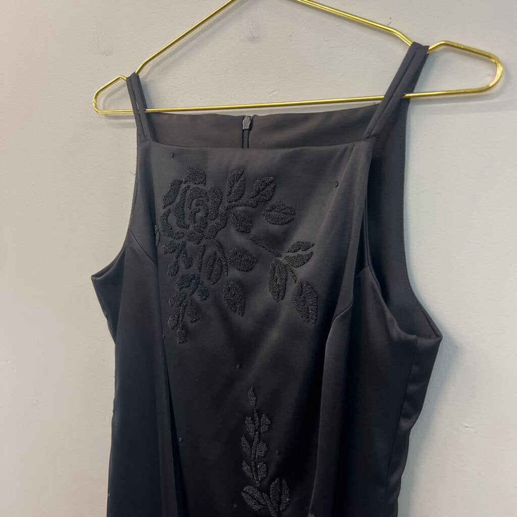CDC Black Satin Sparkle Flower Dress 8