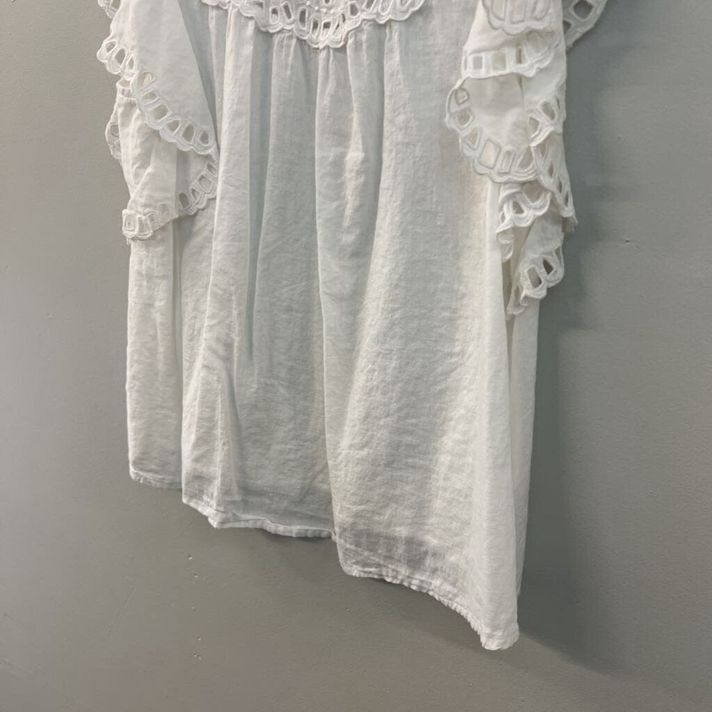 Vestique Eyelet Ruffle Sleeve Top Small