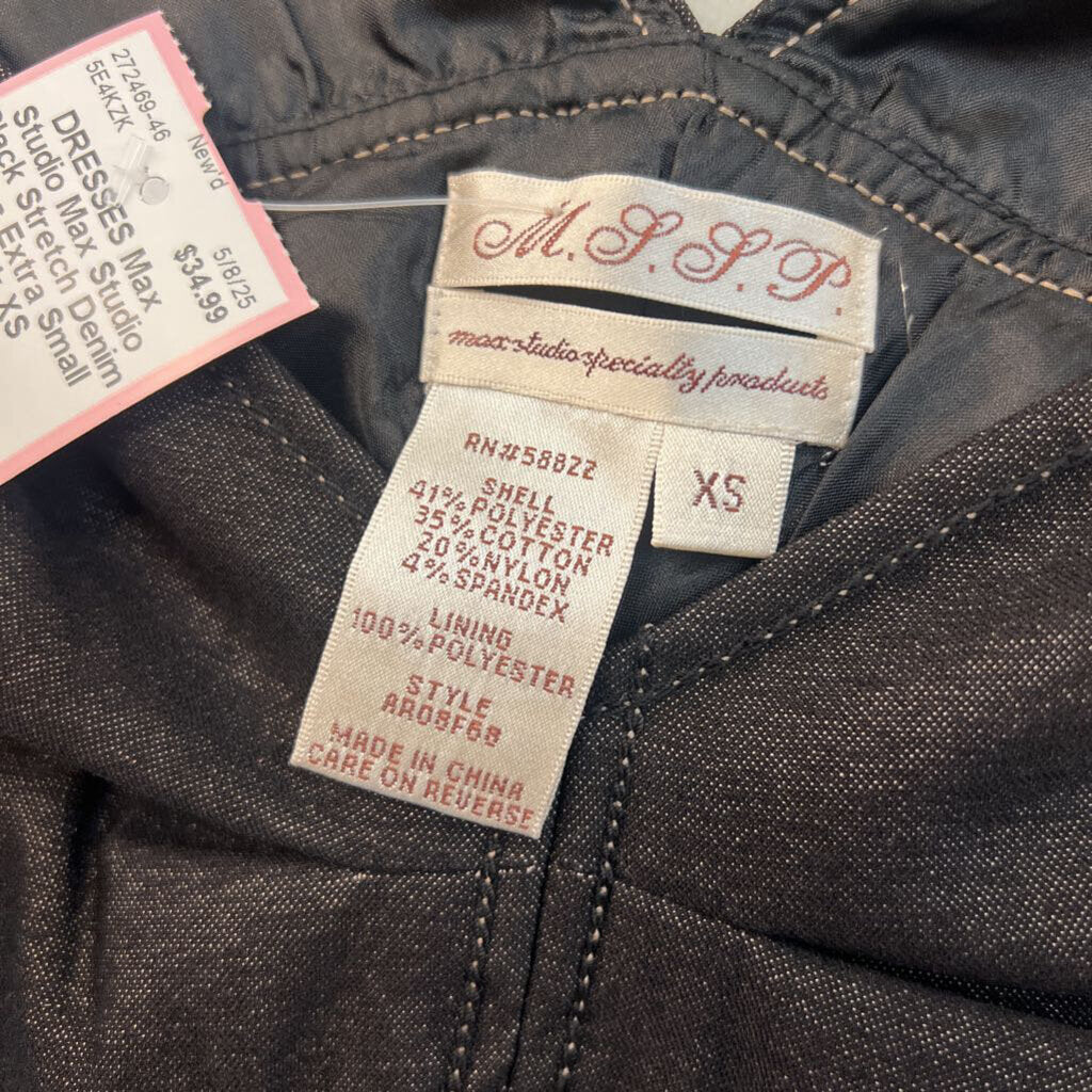 Max Studio Black Stretch Denim Dress Extra Small