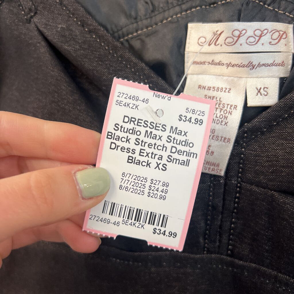 Max Studio Black Stretch Denim Dress Extra Small