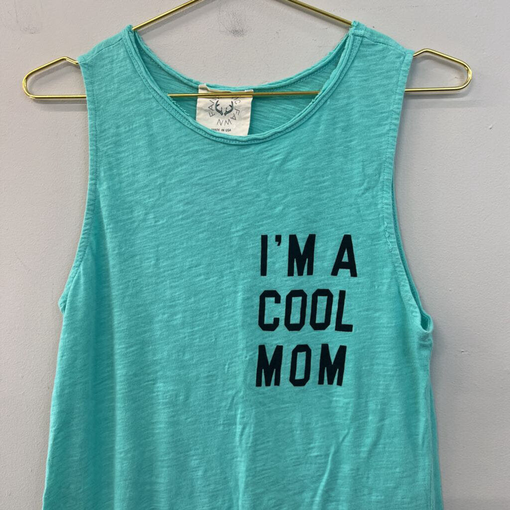 Fantastic Fawn Blue/ Black 'I'm A Cool Mom' Graphic Tank Top Small