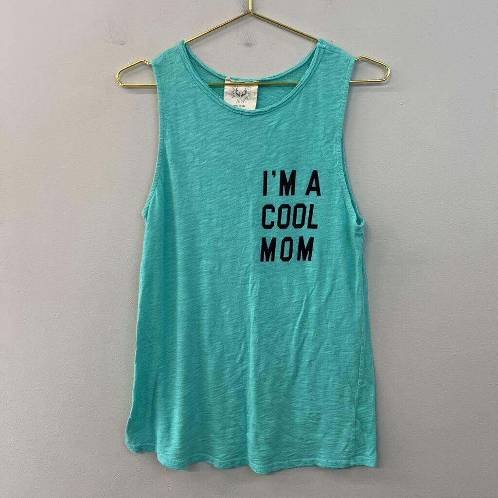 Fantastic Fawn Blue/ Black 'I'm A Cool Mom' Graphic Tank Top Small