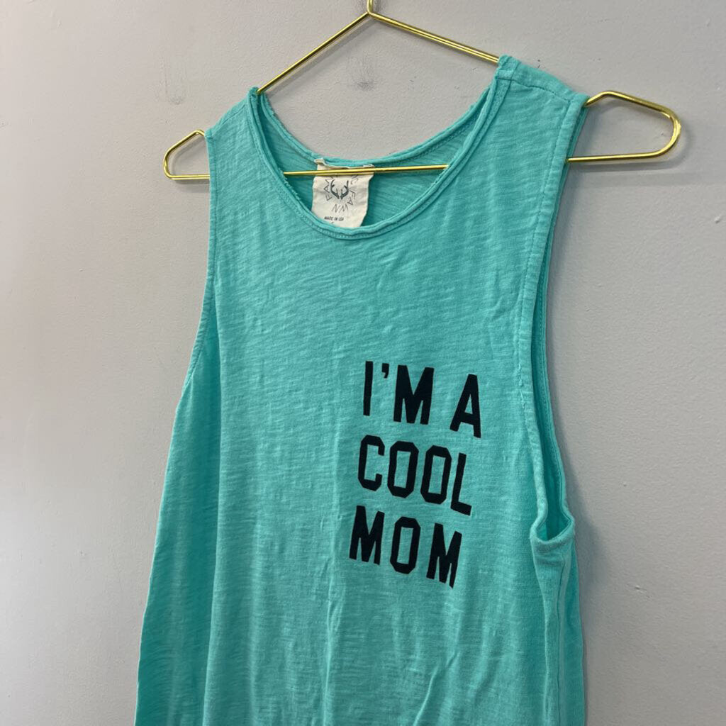 Fantastic Fawn Blue/ Black 'I'm A Cool Mom' Graphic Tank Top Small