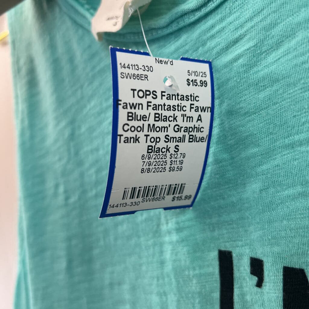 Fantastic Fawn Blue/ Black 'I'm A Cool Mom' Graphic Tank Top Small