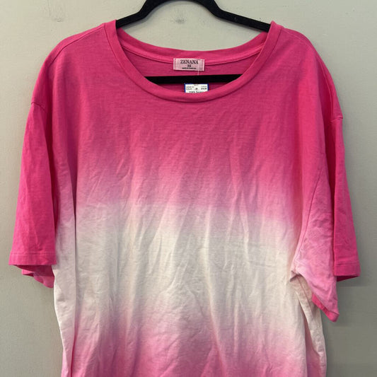 Zenana Pink/ White Short Sleeve Top 3X