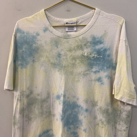 Champion Green/ Blue Tie Dye Short Sleeve Tee Large