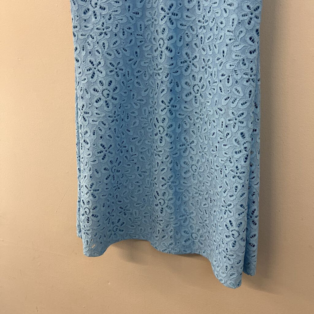 Charter Club Blue Lace Short Pom Pom Sleeve Dress Small Petite