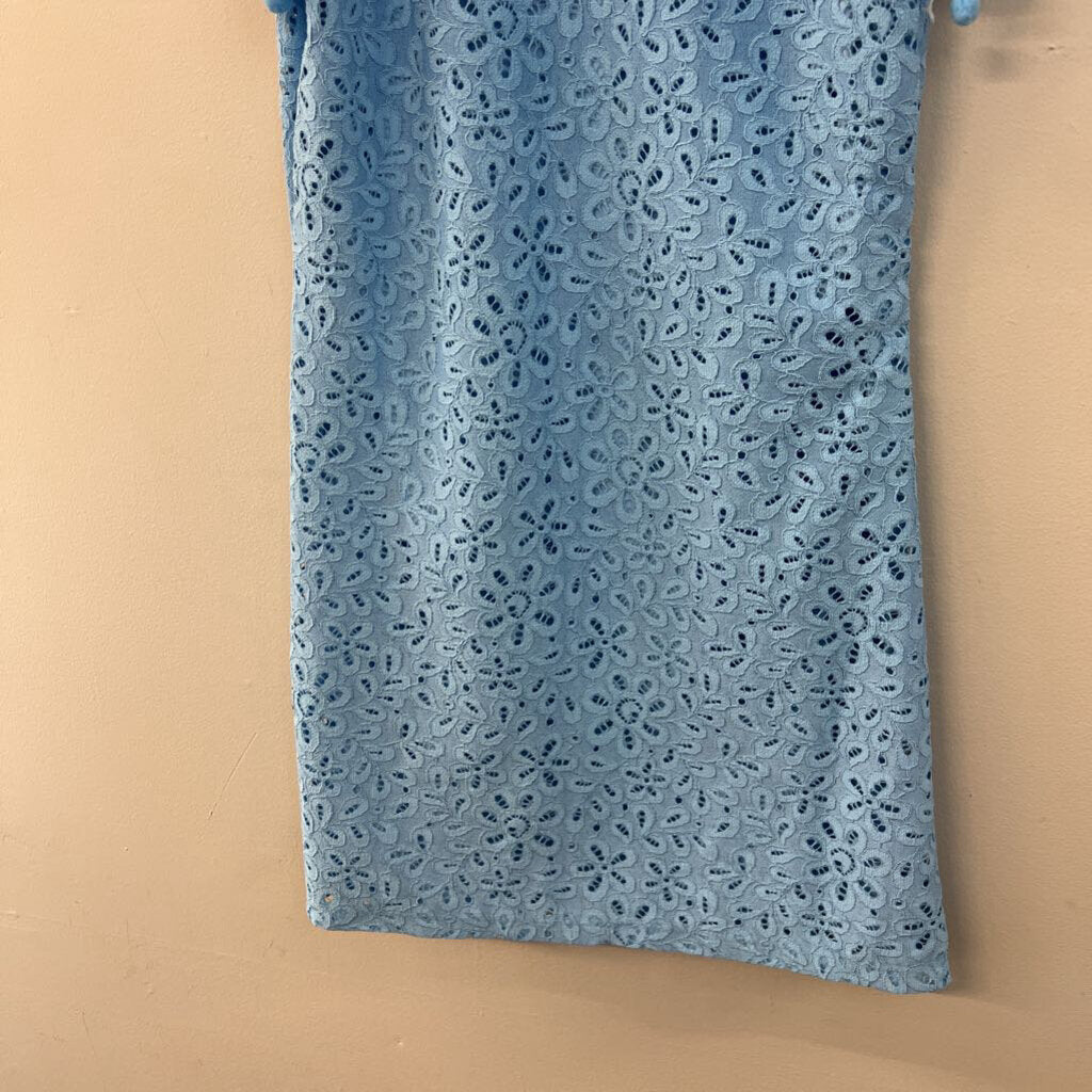 Charter Club Blue Lace Short Pom Pom Sleeve Dress Small Petite