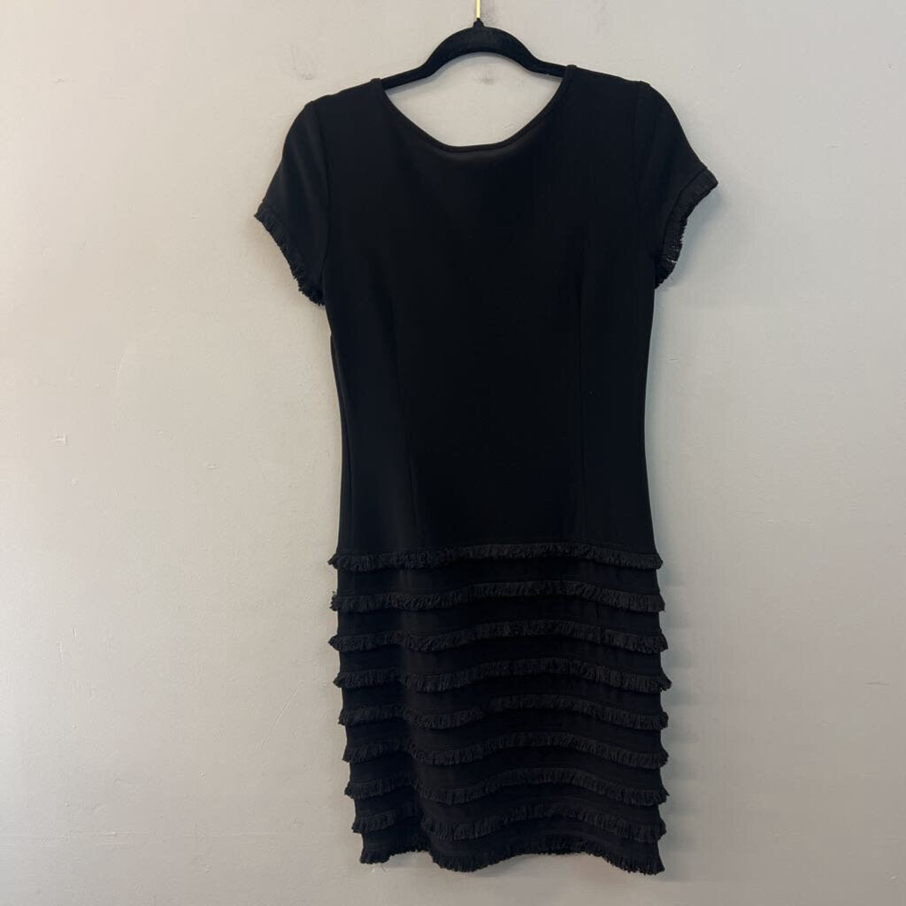 Joseph Ribkoff Black Short Sleeve Fringe Detail Dress 6