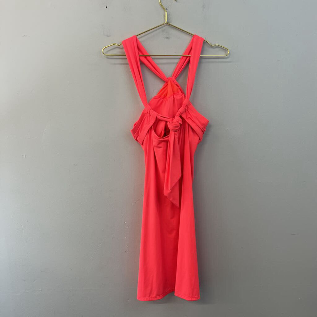 Athleta Neon Coral Halter Neck Athletic Dress Medium