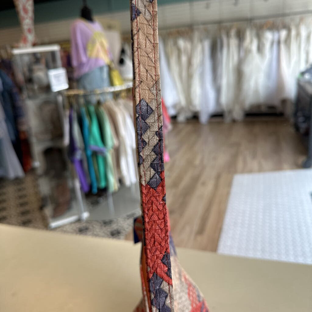 Cream/ Orange/ Blue Woven Leather Purse