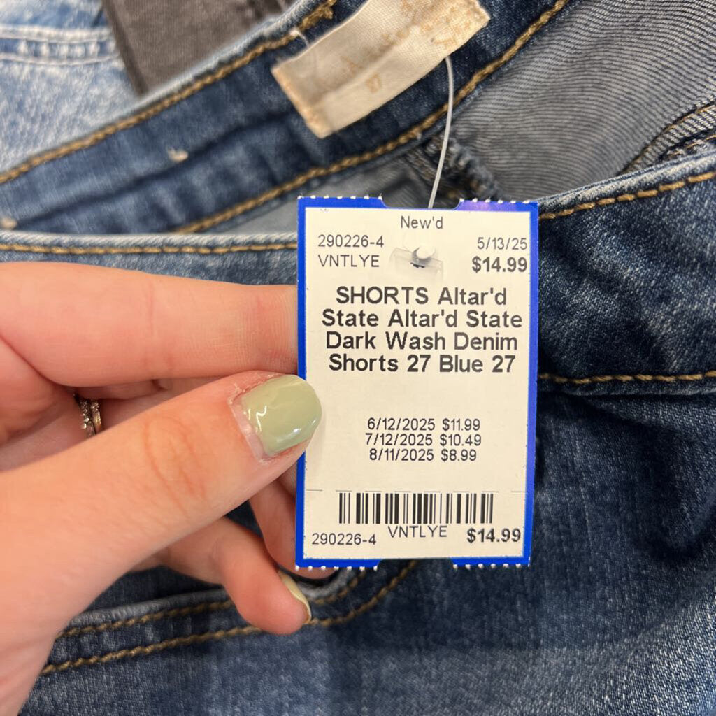Altar'd State Dark Wash Denim Shorts 27