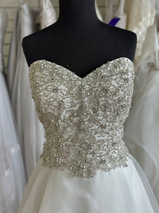 Justin Alexander Ivory Embellished Top A Line Bridal Gown 16