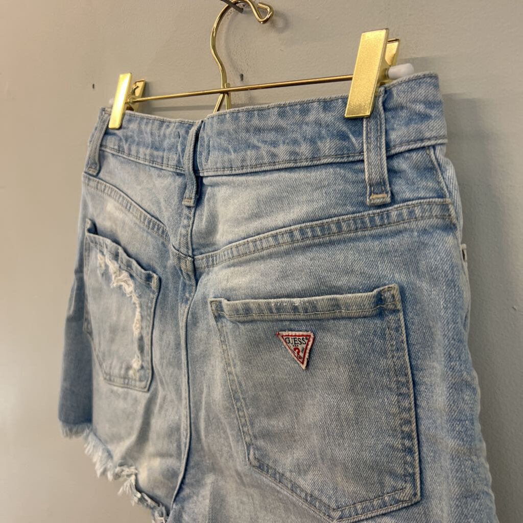 Guess Light Wash High Waisted Denim Shorts 27