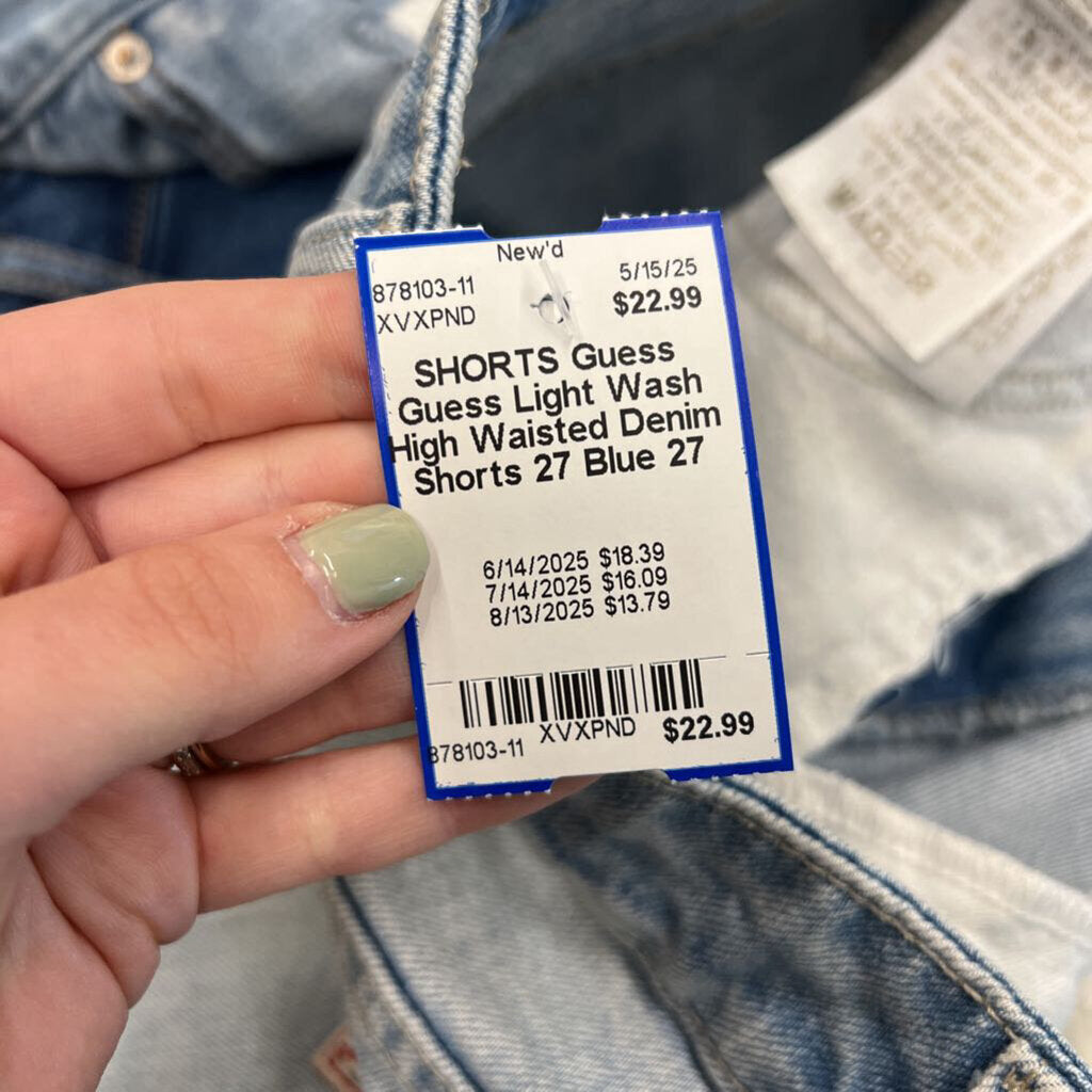 Guess Light Wash High Waisted Denim Shorts 27