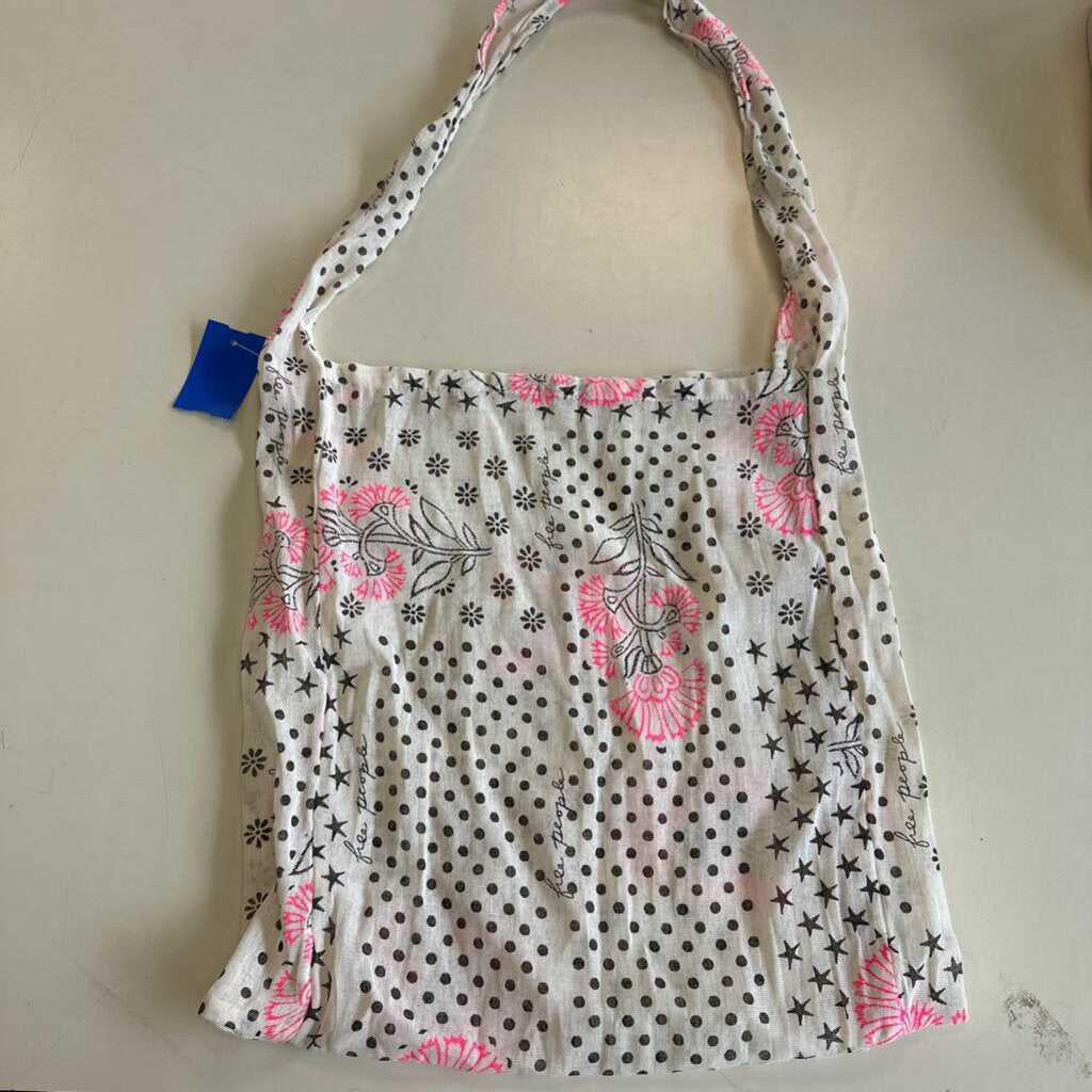 Free People Cream/ Black Print Tote Purse