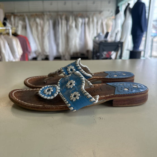 Jack Rogers Blue/ White Leather Sandals 8