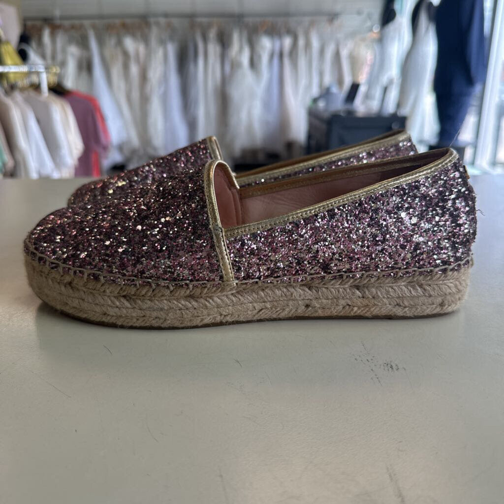 Kate Spade Pink Glitter Platform Espadrilles Shoes 8