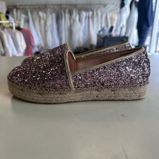 Kate Spade Pink Glitter Platform Espadrilles Shoes 8