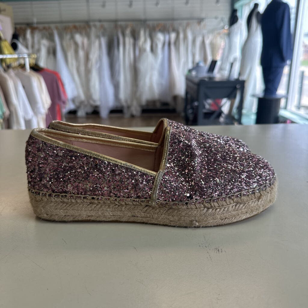 Kate Spade Pink Glitter Platform Espadrilles Shoes 8