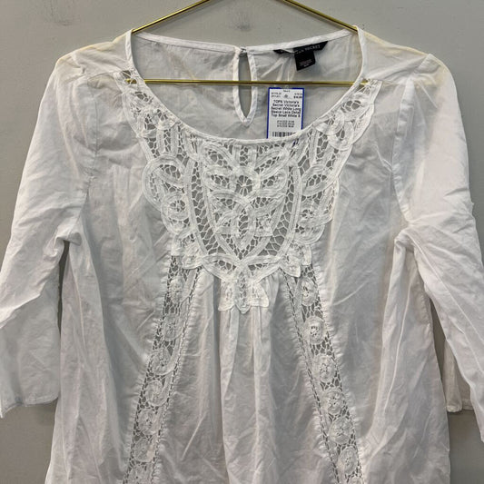 Victoria's Secret White Long Sleeve Lace Detail Top Small