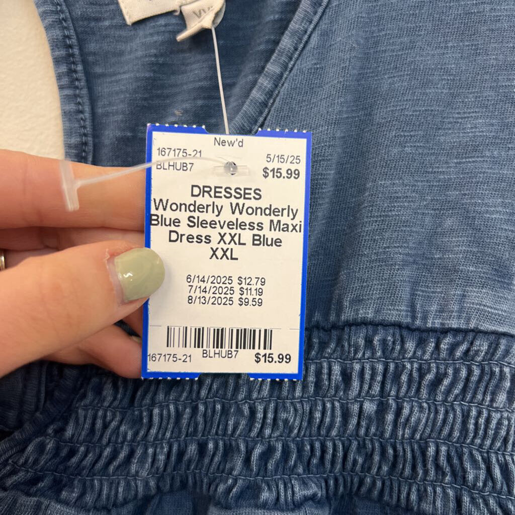 Wonderly Blue Sleeveless Maxi Dress XXL