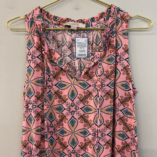 Loft Pink/ Blue Print Sleeveless Dress Extra Small
