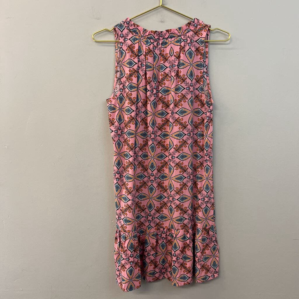Loft Pink/ Blue Print Sleeveless Dress Extra Small