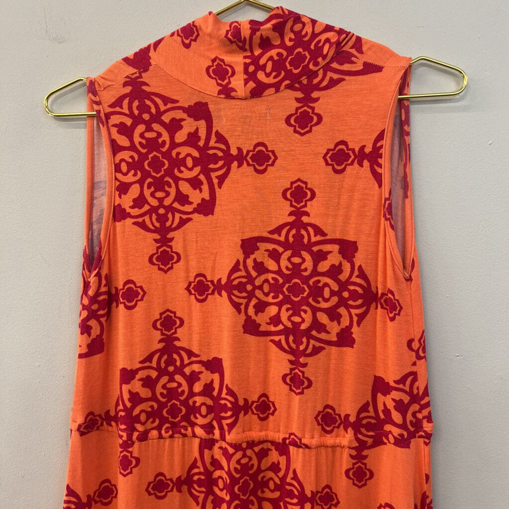 vfish Orange/ Red Print Sleeveless Dress Extra Small