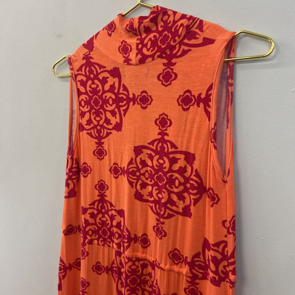 vfish Orange/ Red Print Sleeveless Dress Extra Small