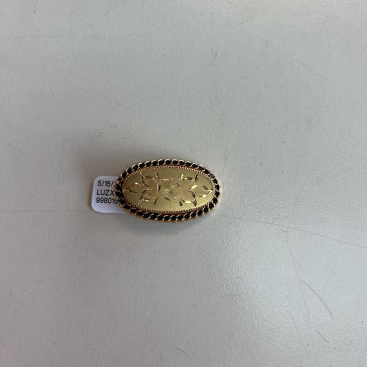 Vintage Etched Flower Gold Brooch