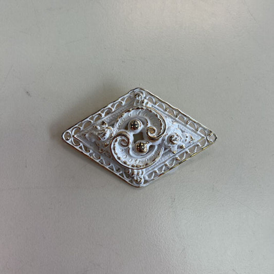 Vintage Enamel Diamond Shape Brooch