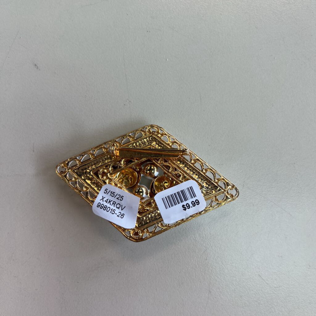Vintage Enamel Diamond Shape Brooch