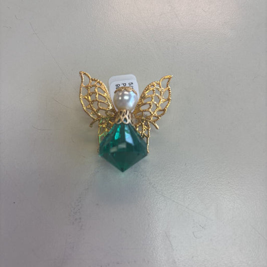 Vintage Green Stone Angel Pin