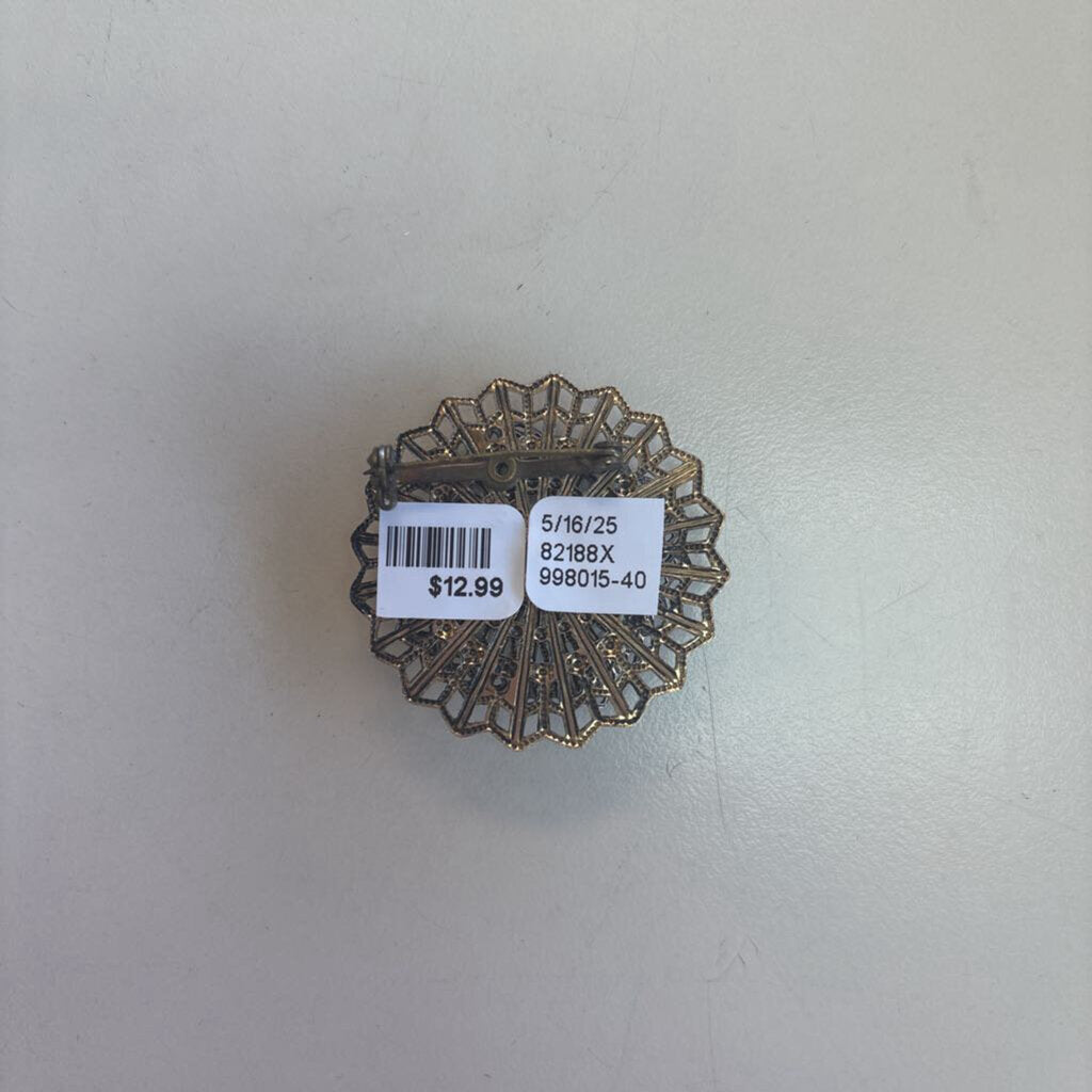 Vintage Pearl Filigree Brooch
