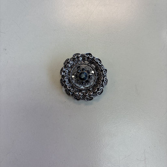Vintage Black Stone Circle Pin/Pendant
