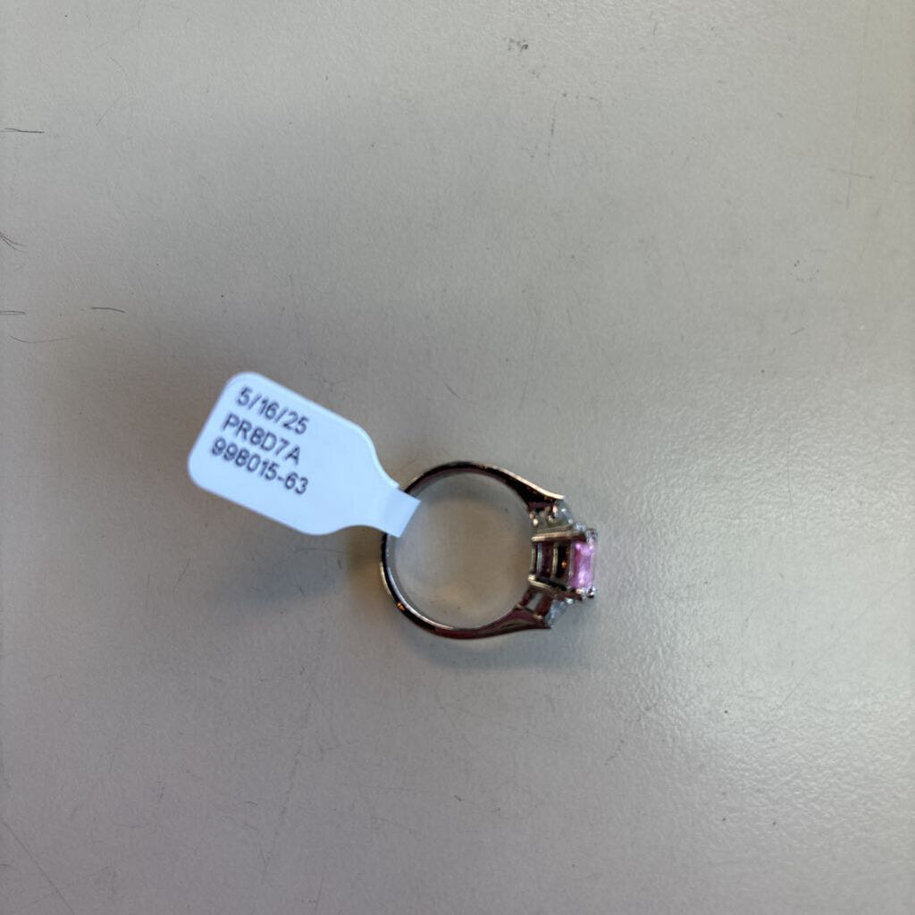 Sterling Silver Pink Stone Ring 7