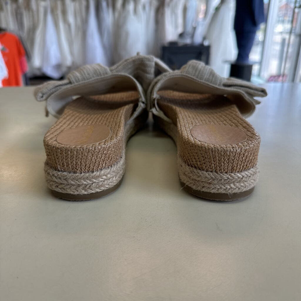 Altar'd State Brown/ Cream Bow Slip On Platform Sandals 8