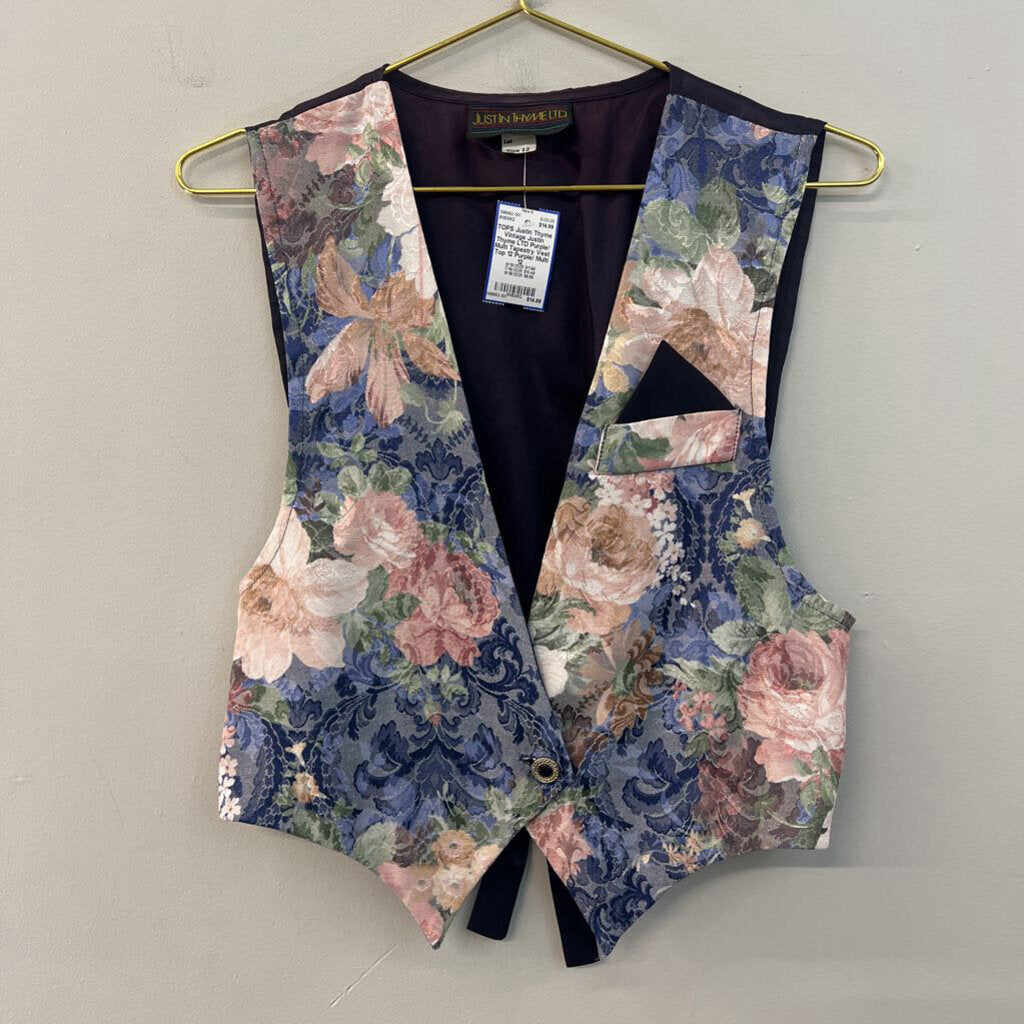 Vintage Justin Thyme LTD Purple/ Multi Tapestry Vest Top 12