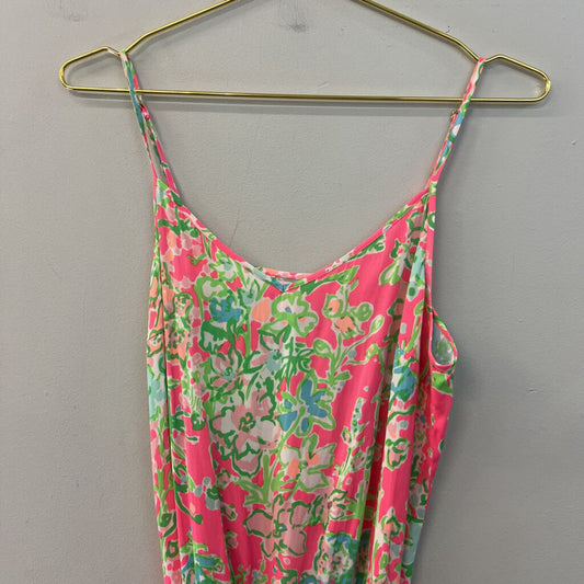Lilly Pulitzer Pink/ Green Print Tie Waist Romper Small