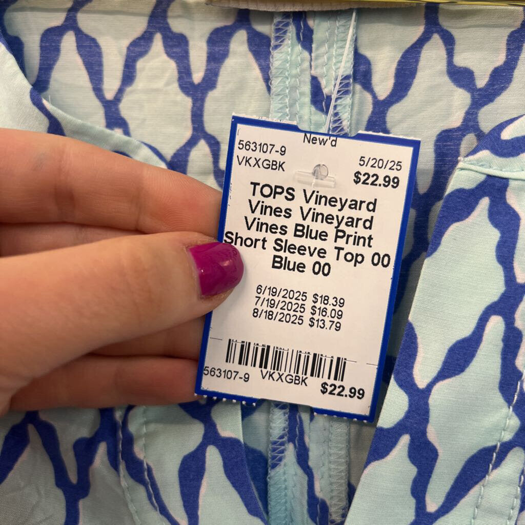 Vineyard Vines Blue Print Short Sleeve Top 00