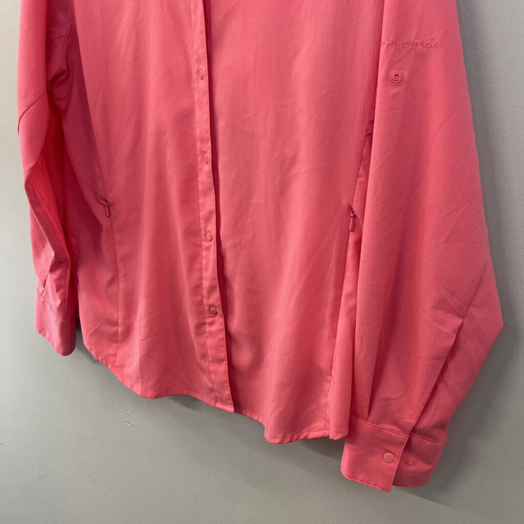Columbia Pink Snap Front Long Sleeve PFG Top Large