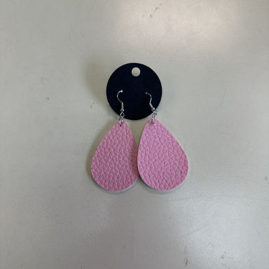 Pink Pebbled Leather Drop Earrings
