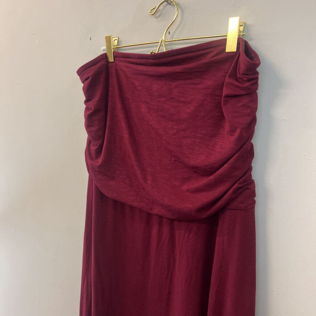 J Jill Burgundy Strapless Maxi Dress Medium