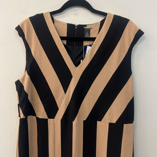 Black Label by Chicos Black/ Brown Striped Tank Dress Extra Large