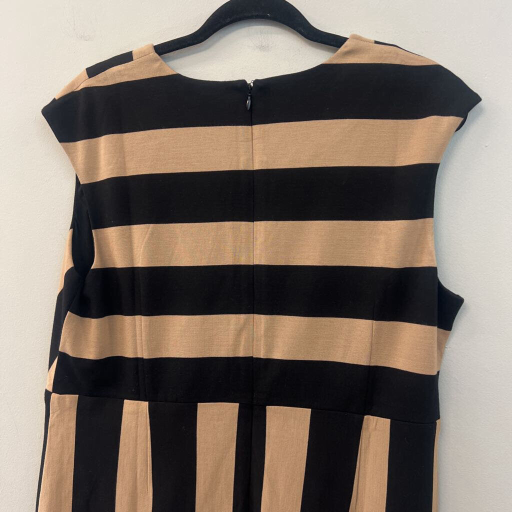 Black Label by Chicos Black/ Brown Striped Tank Dress Extra Large